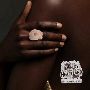 18K Gold Plated Natural Stone Irregular Geode Crystal AdjustableRing “Listing B”